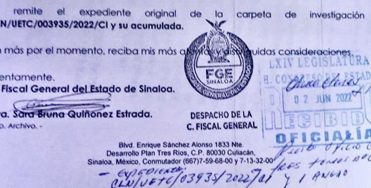 FISCALÍA DE SINALOA SOLICITA DESAFUERO