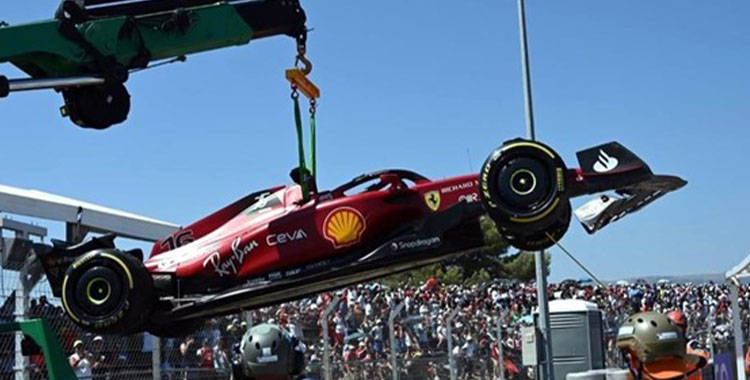 CHOCA LECLERC CUANDO IBA DE LÍDER EN GP DE FRANCIA