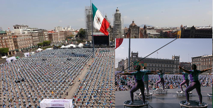 CLASE MASIVA DE TRAMPOLIN FITNNES EN ZÓCALO