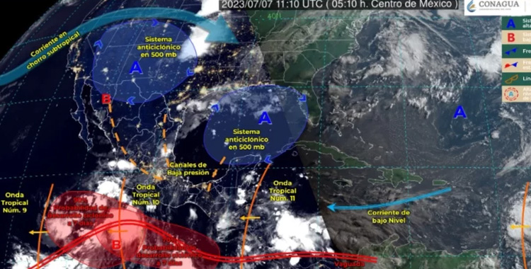 SMN PREVÉ LLUVIAS FUERTES A INTENSAS EN EL OCCIDENTE, SUR Y SURESTE DEL PAÍS