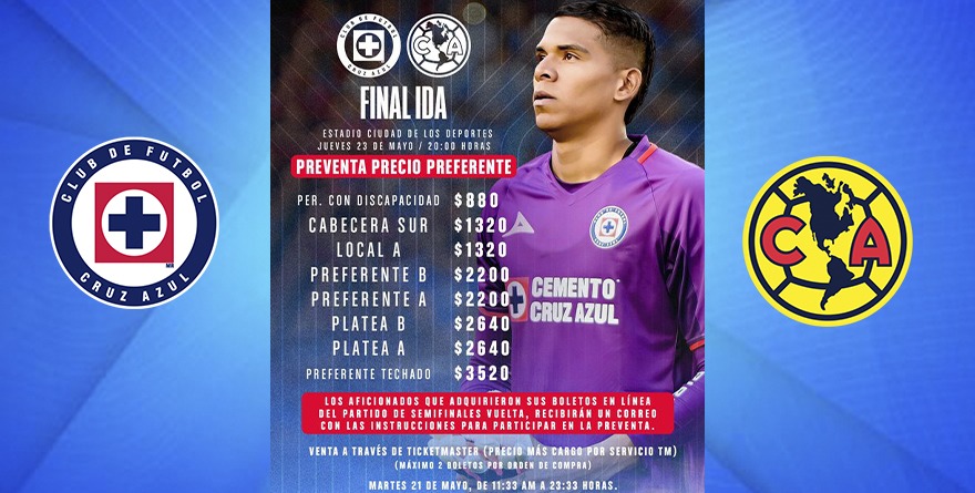 LOS BOLETOS PARA EL CRUZ AZUL – AMÉRICA