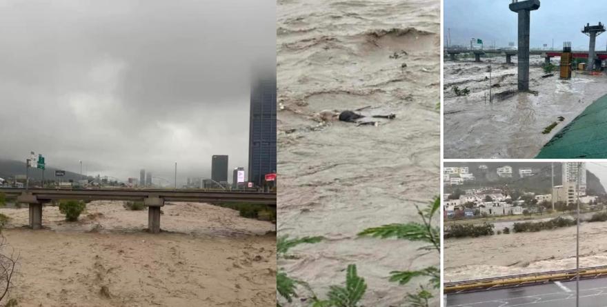 SE DESBORDA EL RÍO SANTA CATARINA, EN NL