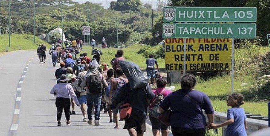 CARAVANA MIGRANTE LLEGA A ESCUINTLA, CHIAPAS