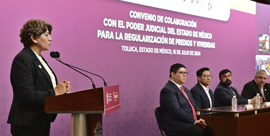 GOBERNADORA DELFINA GÓMEZ FIRMA CONVENIO CON PJ PARA REGULARIZAR PREDIOS Y VIVIENDAS EN EDOMEX