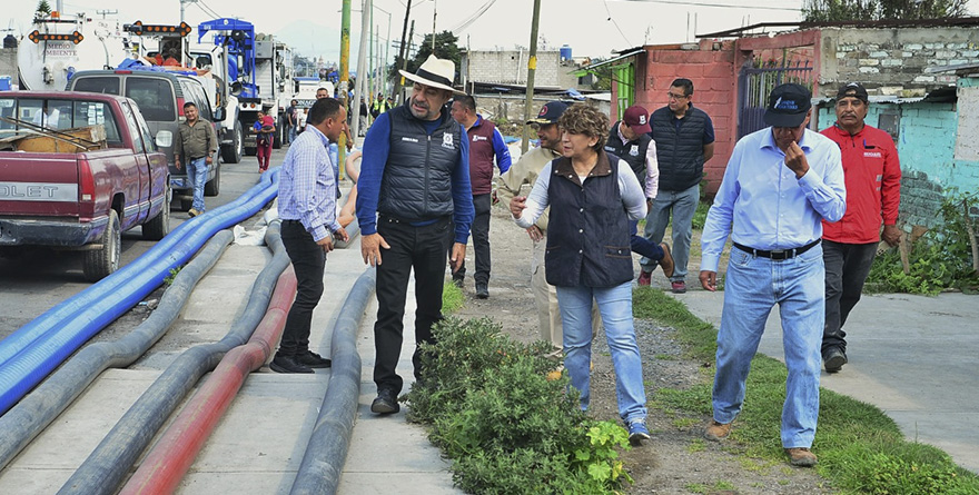 SUPERVISA GOBERNADORA DELFINA GÓMEZ LABORES DE DESAZOLVE Y LIMPIEZA EN CHALCO